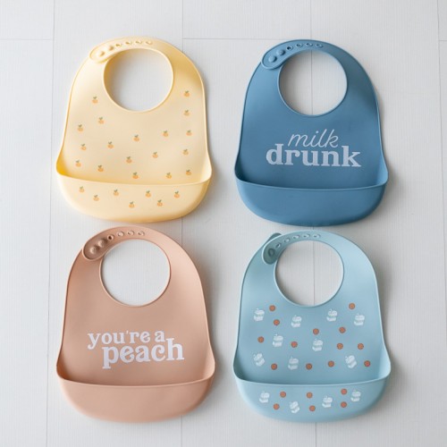 Pearhead® Peach Silicone Baby Bib Set