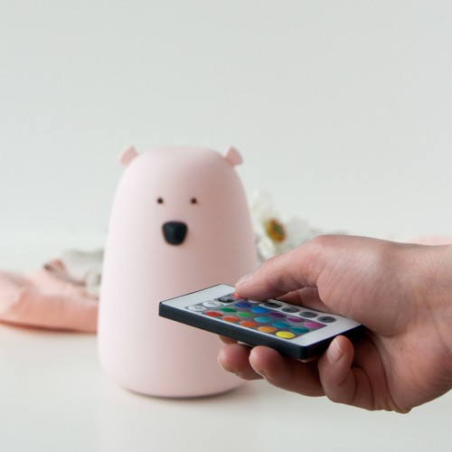 Rabbit&Friends Bear Silicone Lamp With Remote Control - Pink