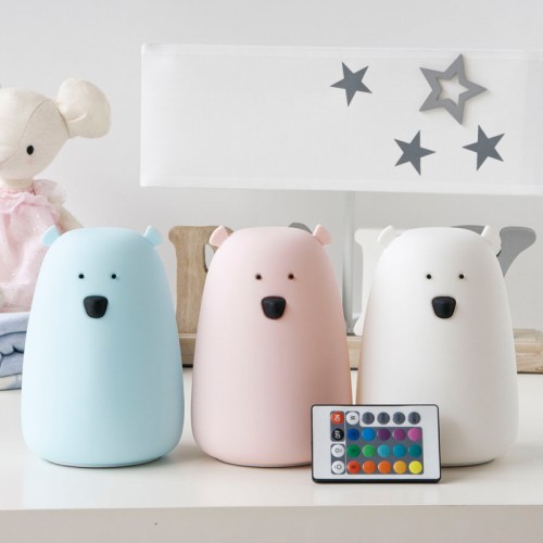 Rabbit&Friends Bear Silicone Lamp With Remote Control - Pink