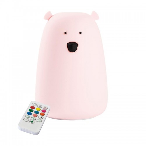 Rabbit&Friends Bear Silicone Lamp With Remote Control - Pink