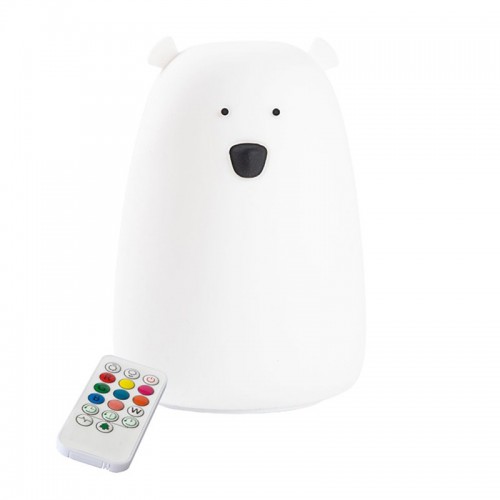Rabbit&Friends Bear Silicone Lamp With Remote Control - White - USB-C