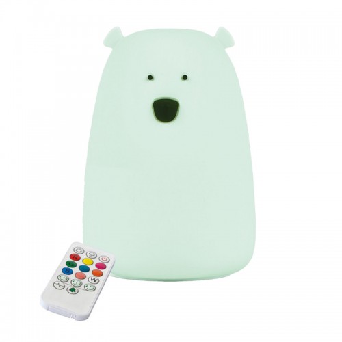 Rabbit&Friends Bear Silicone Lamp With Remote Control - White - USB-C