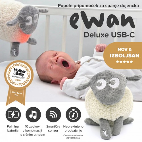Sweet Dreamers Ewan Deluxe Baby Sleep Soother - Grey