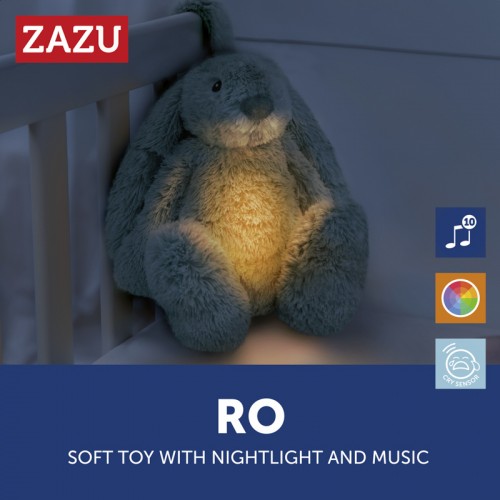 ZAZU Deluxe Nightlight with Sound Machine & Voice Recording - Ro the Rabbit - Green