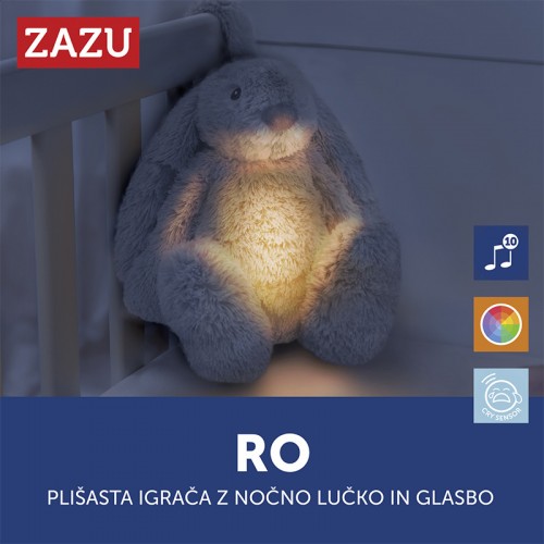 ZAZU Deluxe Nightlight with Sound Machine & Voice Recording - Ro the Rabbit-  White